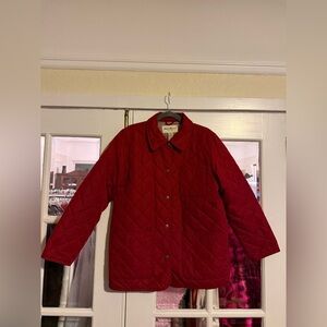 Eddie Bauer Women's Cherry Red Quilted Puffer Button-Up Jacket Size Medium